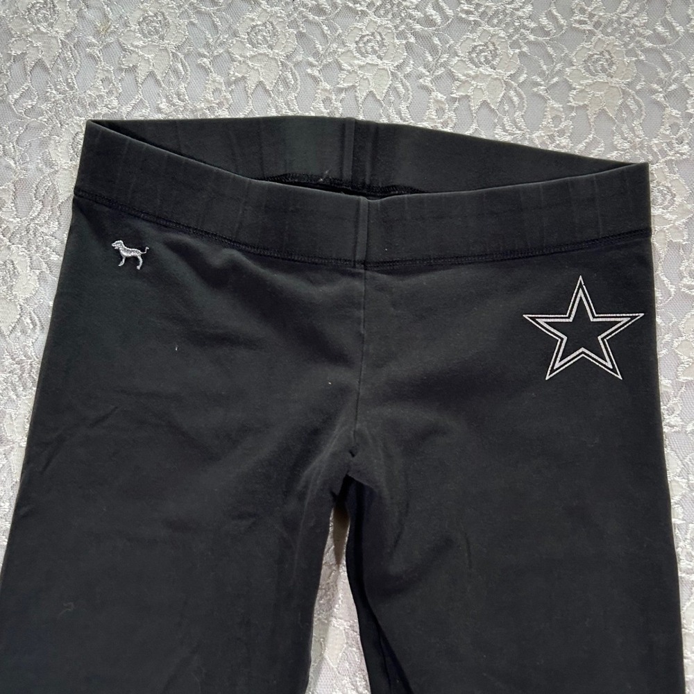 Y2K PINK Victoria's Secret NFL Dallas Cowboys Black Leggings M 2000s Fall Lounge